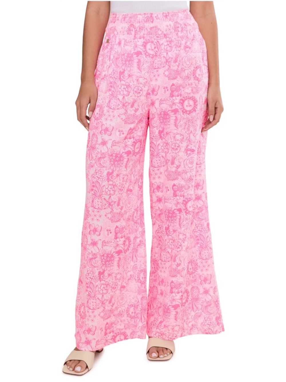Lilly Pulitzer 30" Enzo Cotton Cover-Up Pant in Cherry Blossom Pink